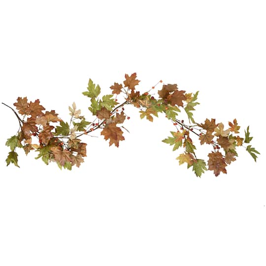 5ft. Maple Leaves &#x26; Berries Artificial Fall Harvest Garland